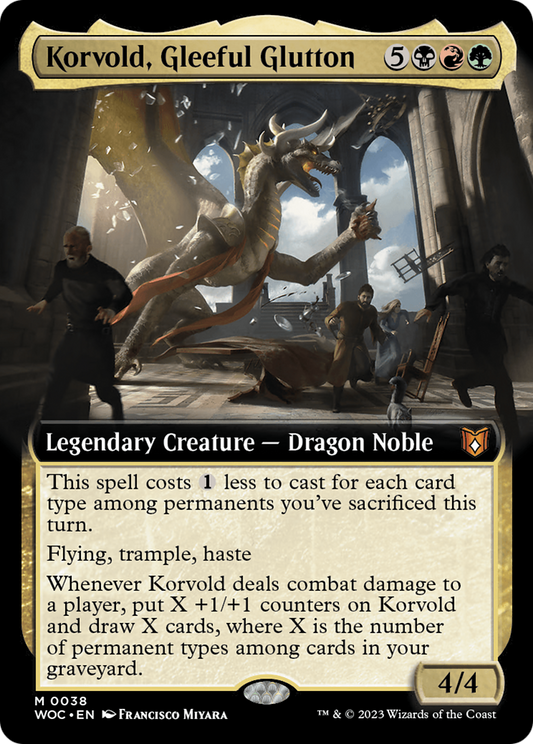 Korvold, Gleeful Glutton (WOC-038) - Wilds of Eldraine Commander: (Extended Art)