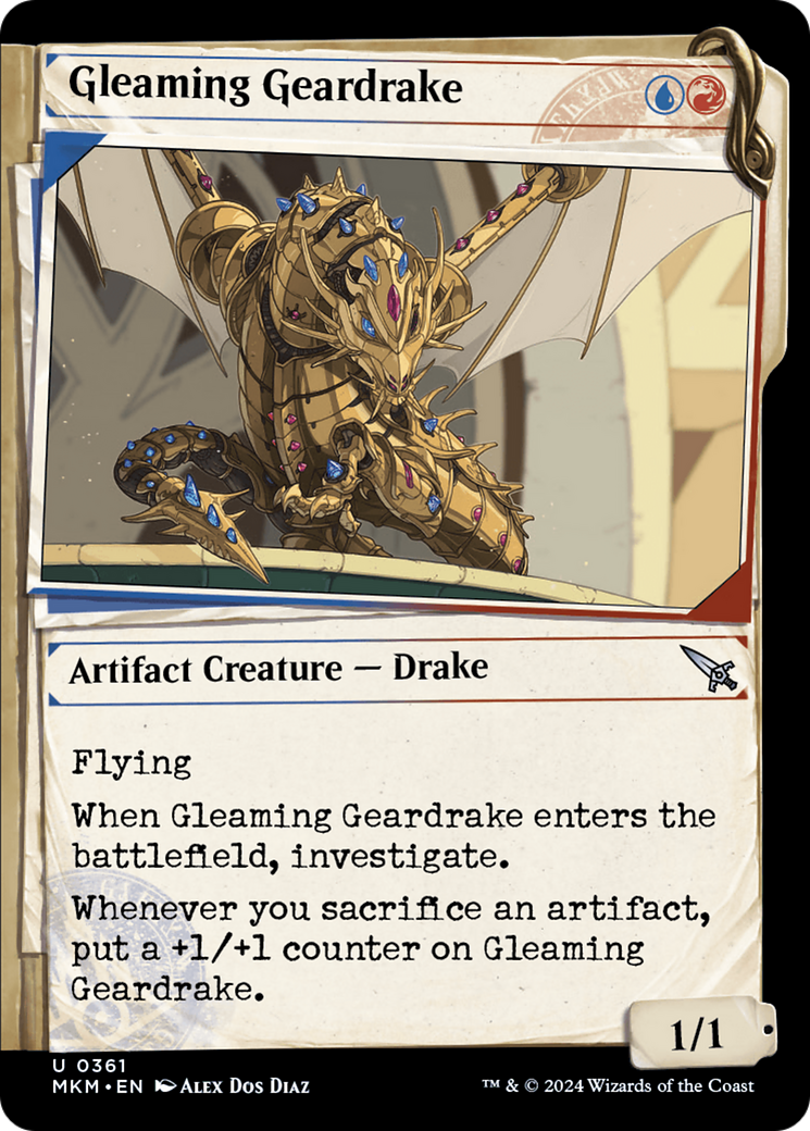 Gleaming Geardrake (MKM-361) - Murders at Karlov Manor: (Showcase) Foil