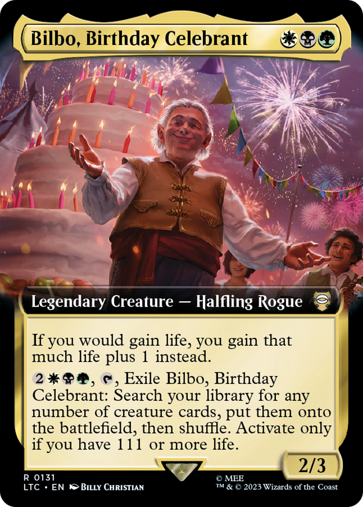Bilbo, Birthday Celebrant (Extended Art) (LTC-131) - Tales of Middle-earth Commander: (Extended Art) Foil
