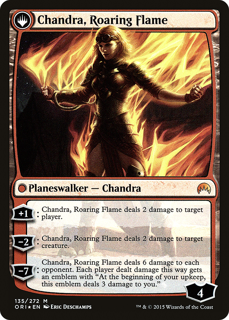 Chandra, Fire of Kaladesh // Chandra, Roaring Flame (PORI-135S) - Magic Origins Promos: (originpwdfc) Foil