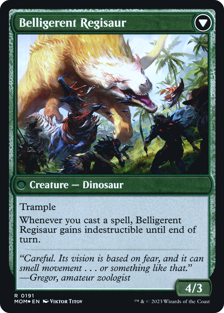 Invasion of Ixalan // Belligerent Regisaur (PMOM-191S) - March of the Machine Promos Foil