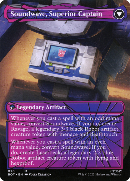 Soundwave, Sonic Spy // Soundwave, Superior Captain (BOT-028) - Transformers: (shatteredglass, convertdfc) (Borderless) Foil