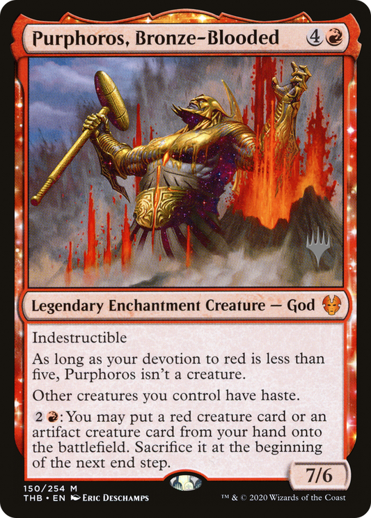 Purphoros, Bronze-Blooded (PTHB-150P) - Theros Beyond Death Promos: (nyxtouched)