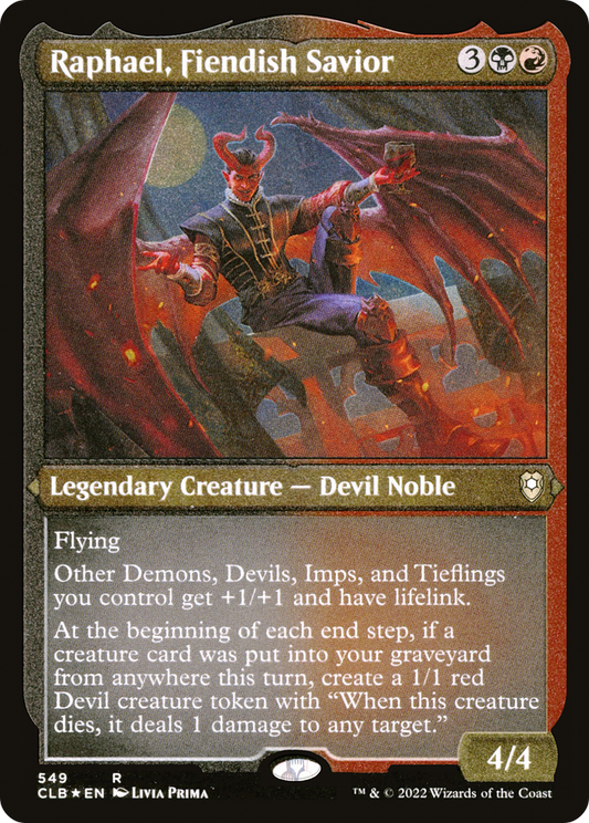 Raphael, Fiendish Savior (CLB-549) - Commander Legends: Battle for Baldur's Gate Etched Foil
