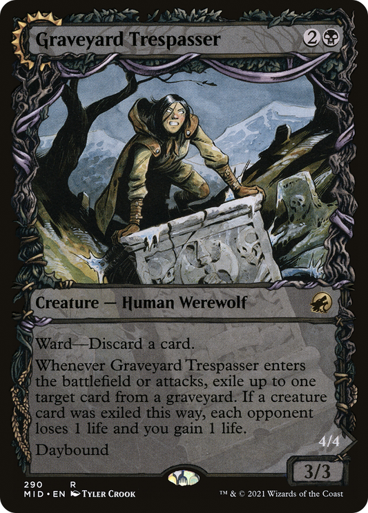 Graveyard Trespasser // Graveyard Glutton (MID-290) - Innistrad: Midnight Hunt: (Showcase, Double Faced Transform) Foil