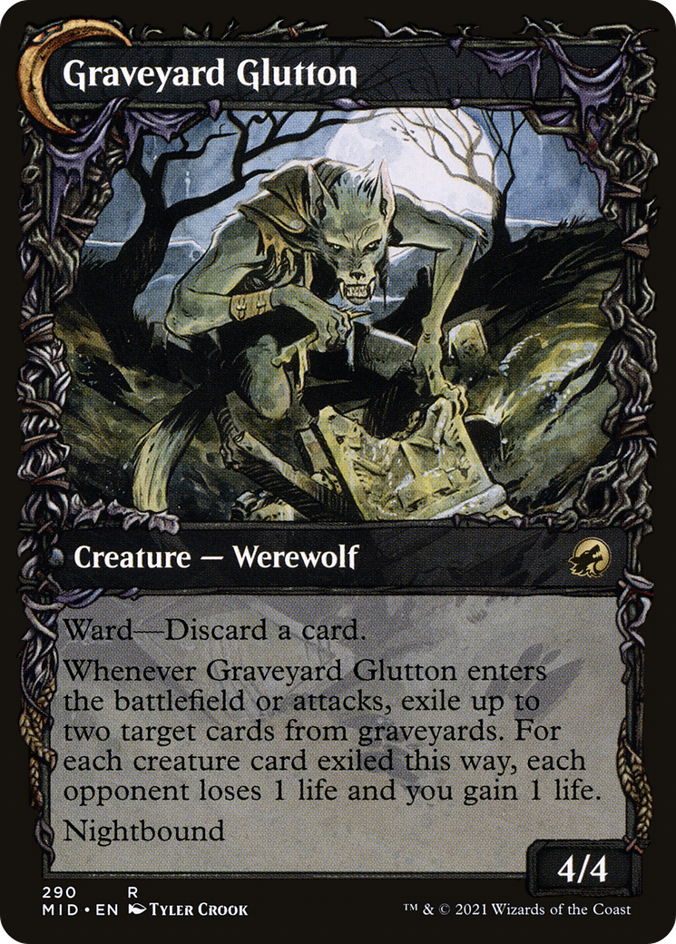 Graveyard Trespasser // Graveyard Glutton (MID-290) - Innistrad: Midnight Hunt: (Showcase, Double Faced Transform)