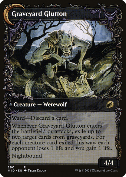 Graveyard Trespasser // Graveyard Glutton (MID-290) - Innistrad: Midnight Hunt: (Showcase, Double Faced Transform)