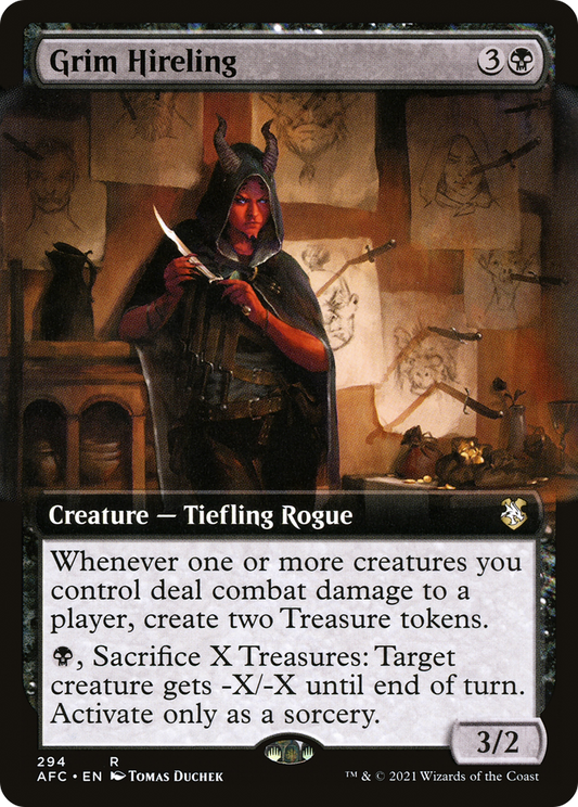 Grim Hireling (AFC-294) - Forgotten Realms Commander: (Extended Art)