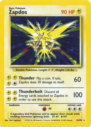 Zapdos - 016/102 - Base Set Holofoil