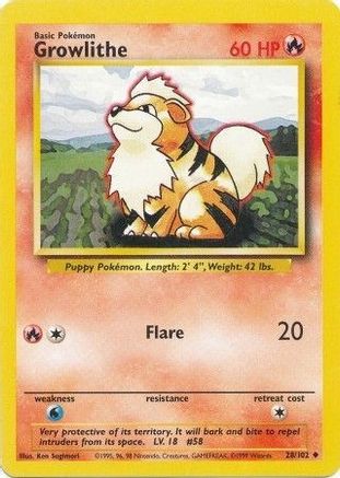 Growlithe - 028/102 - Base Set Normal
