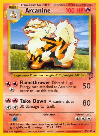 Arcanine - 033/130 - Base Set 2 Normal - Uncommon