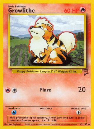 Growlithe - 042/130 - Base Set 2 Normal