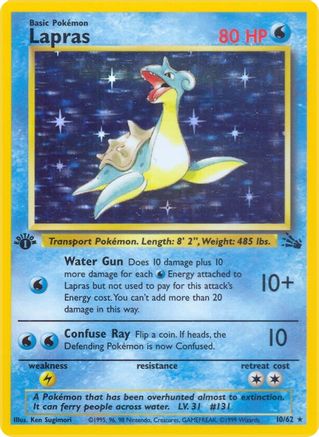 Lapras 010/062 - Fossil 1st Edition Holofoil - Holo Rare