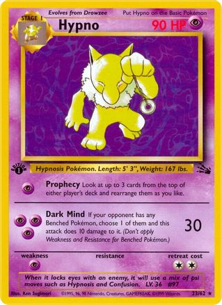 Hypno 023/062 - Fossil 1st Edition - Rare