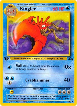 Kingler 038/062 - Fossil 1st Edition - Uncommon