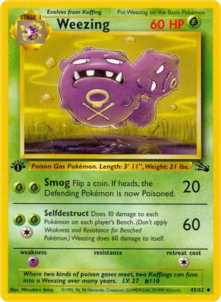 Weezing 045/062 - Fossil 1st Edition - Uncommon