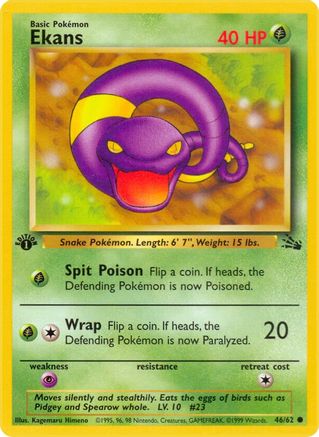 Ekans 046/062 - Fossil 1st Edition - Common