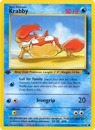 Krabby 051/062 - Fossil 1st Edition - Common