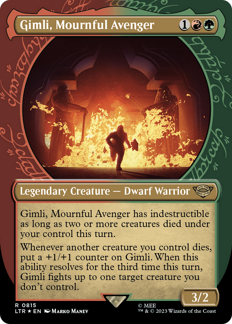 Gimli, Mournful Avenger (LTR-815) - The Lord of the Rings: Tales of Middle-earth: (Showcase) (Borderless) Foil