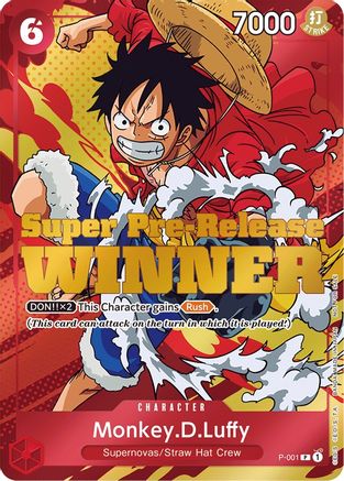 Monkey.D.Luffy (Super Pre-Release) [Winner] (P-001) - One Piece Promotion Cards Foil