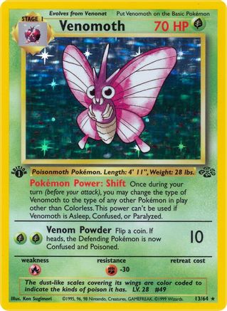 Venomoth 13/64 - Jungle 1st Edition Holofoil