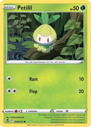 Petilil 009/195 - SWSH12 Silver Tempest Reverse Holofoil - Common