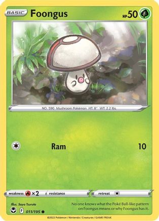 Foongus 011/195 - SWSH12 Silver Tempest Reverse Holofoil - Common