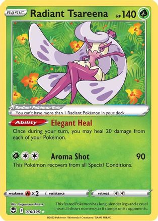 Radiant Tsareena 016/195 - SWSH12 Silver Tempest Holofoil - Radiant Rare
