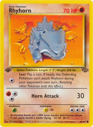 Rhyhorn 061/064 - Jungle 1st Edition - Common