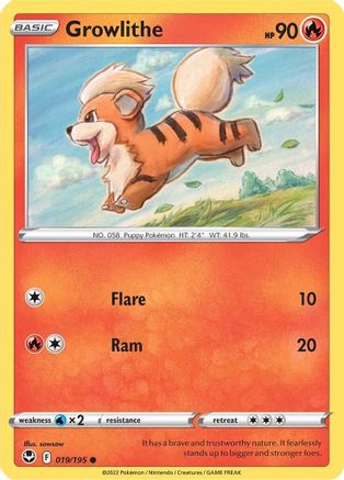 Growlithe 019/195 - SWSH12 Silver Tempest Reverse Holofoil - Common