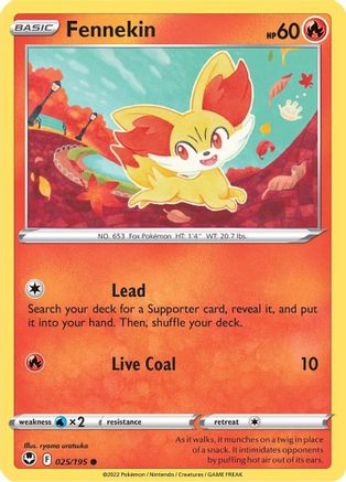 Fennekin 025/195 - SWSH12 Silver Tempest Reverse Holofoil - Common