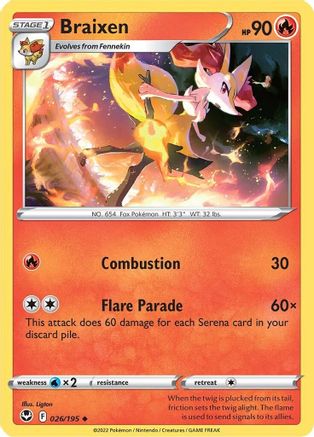 Braixen 026/195 - SWSH12 Silver Tempest Normal - Uncommon