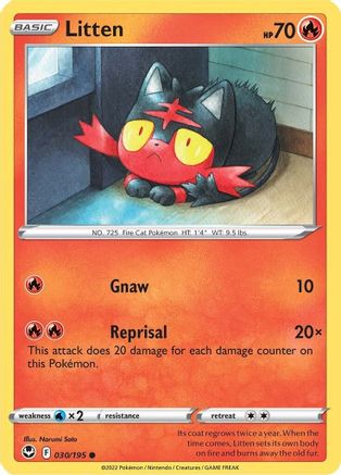 Litten 030/195 - SWSH12 Silver Tempest Reverse Holofoil - Common