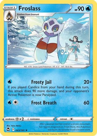 Froslass 043/195 - SWSH12 Silver Tempest Reverse Holofoil - Rare