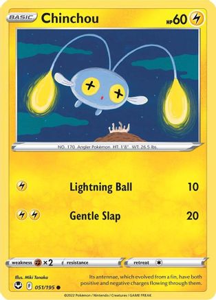 Chinchou 051/195 - SWSH12 Silver Tempest Reverse Holofoil - Common