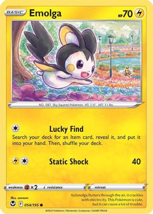 Emolga 054/195 - SWSH12 Silver Tempest Reverse Holofoil - Common