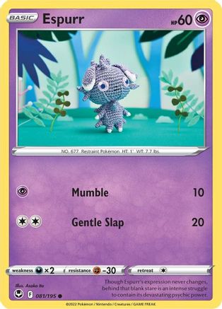 Espurr 081/195 - SWSH12 Silver Tempest Reverse Holofoil - Common
