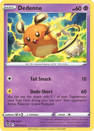 Dedenne 085/195 - SWSH12 Silver Tempest Reverse Holofoil - Uncommon