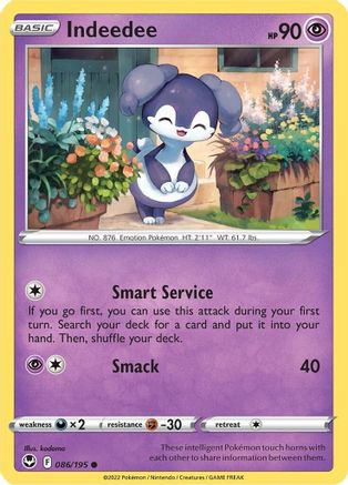 Indeedee 086/195 - SWSH12 Silver Tempest Reverse Holofoil - Common