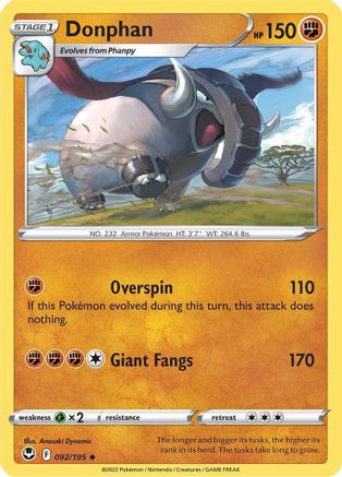 Donphan 092/195 - SWSH12 Silver Tempest Reverse Holofoil - Uncommon