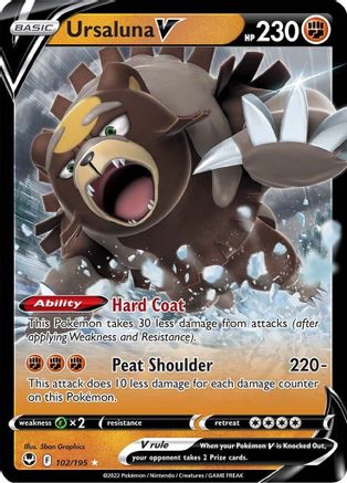 Ursaluna V 102/195 - SWSH12 Silver Tempest Holofoil - Ultra Rare