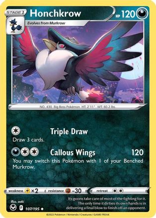 Honchkrow 107/195 - SWSH12 Silver Tempest Normal - Uncommon