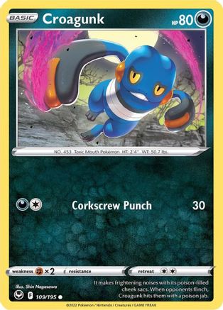 Croagunk 109/195 - SWSH12 Silver Tempest Reverse Holofoil - Common