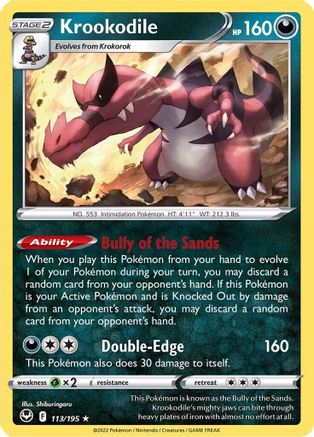 Krookodile 113/195 - SWSH12 Silver Tempest Holofoil - Holo Rare