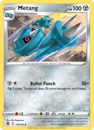 Metang (118/195) - SWSH12 Silver Tempest Reverse Holofoil - Uncommon