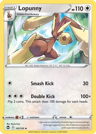 Lopunny 145/195 - SWSH12 Silver Tempest Reverse Holofoil - Uncommon