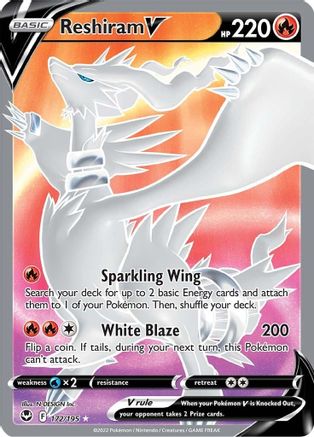 Reshiram V (Full Art) 172/195 - SWSH12 Silver Tempest Holofoil - Ultra Rare