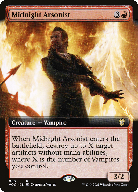 Midnight Arsonist (VOC-065) - Crimson Vow Commander: (Extended Art)