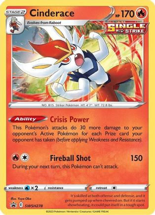 Cinderace SWSH278 - SWSH Sword & Shield Promo Cards Holofoil - Promo