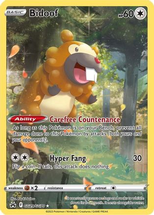 Bidoof - GG29/GG70 - Crown Zenith Galarian Gallery Holofoil - Ultra Rare
